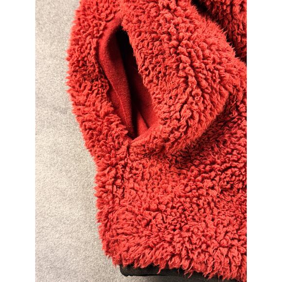 Pink Victoria Secret Fleece Zip Up Jacket, Red w/ Blk Trim, Women's Med - Picture 4 of 8